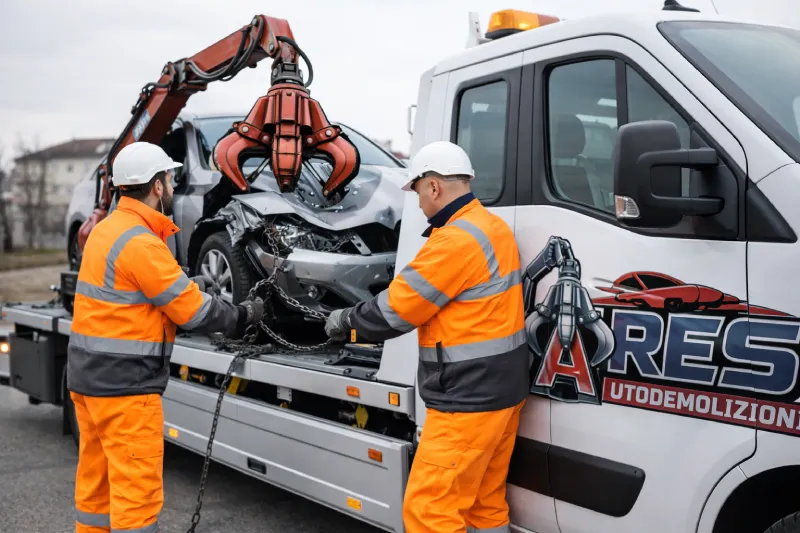 Operatori Res Autodemolizioni ritiro auto incidentata Milano